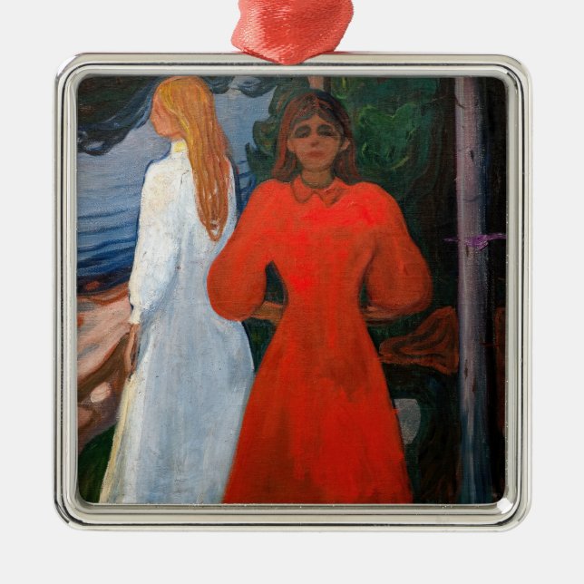 Edvard Munch - Red and White Metal Tree Decoration (Front)