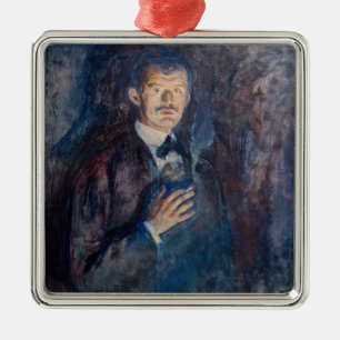 Edvard Munch - Self-Portrait with Cigarette Metal Tree Decoration