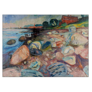 Edvard Munch - Shore with Red House Cutting Board
