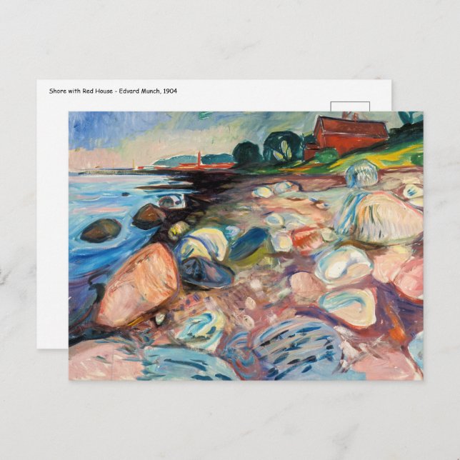 Edvard Munch - Shore with Red House Postcard (Front/Back)