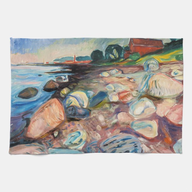Edvard Munch - Shore with Red House Tea Towel (Horizontal)