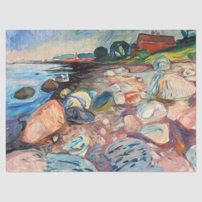 Edvard Munch - Shore with Red House Tissue Paper (Front)