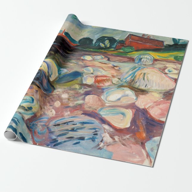 Edvard Munch - Shore with Red House Wrapping Paper (Unrolled)
