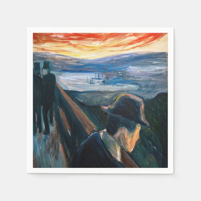 Edvard Munch - Sick Mood at Sunset, Despair 1892 Napkin (Front)