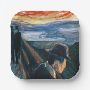 Edvard Munch - Sick Mood at Sunset, Despair 1892 Paper Plate