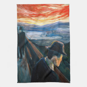 Edvard Munch - Sick Mood at Sunset, Despair 1892 Tea Towel
