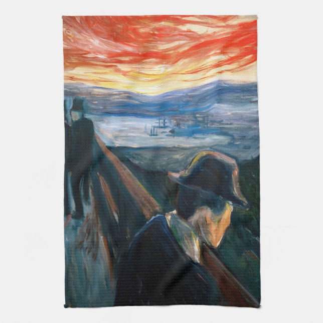 Edvard Munch - Sick Mood at Sunset, Despair 1892 Tea Towel (Vertical)