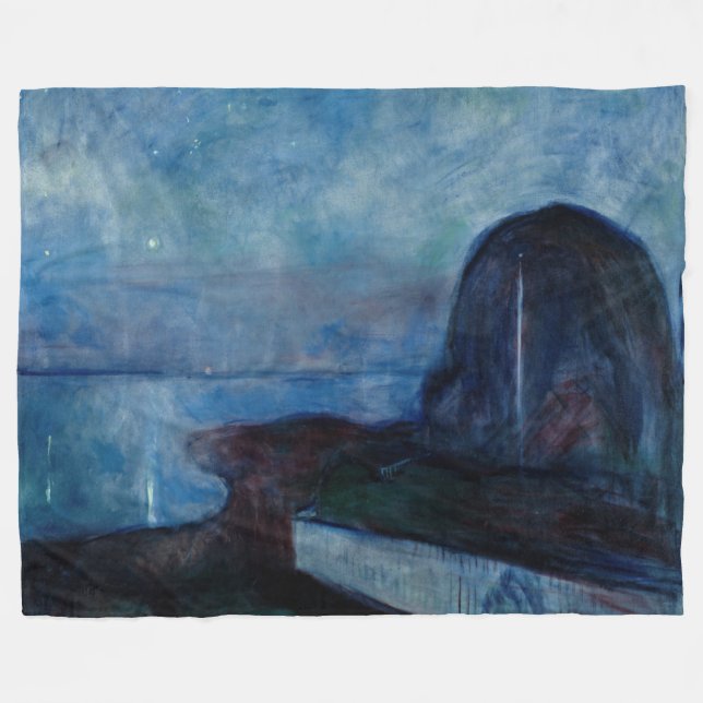 Edvard Munch - Starry Night 1893 Fleece Blanket (Front (Horizontal))