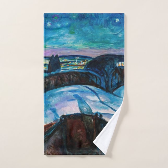 Edvard Munch - Starry Night 1922 Bath Towel Set (Hand Towel)