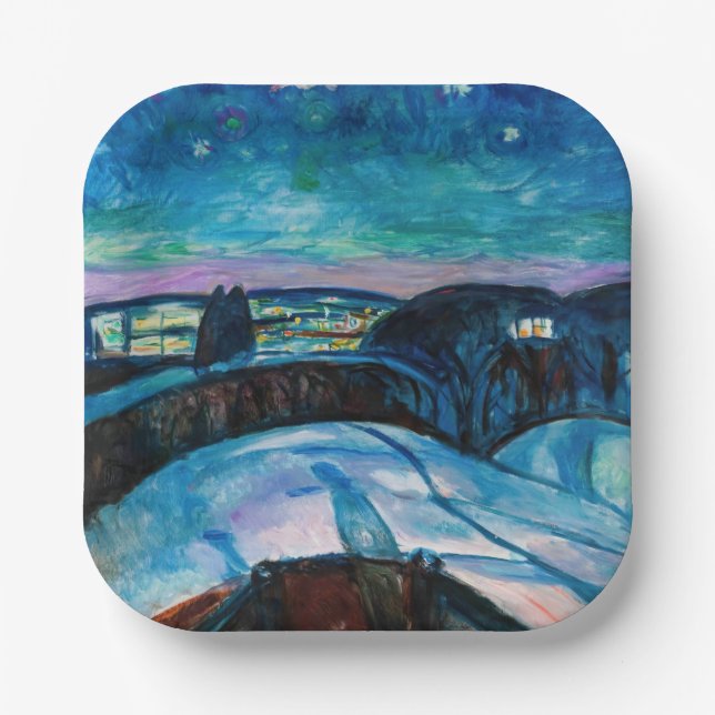 Edvard Munch - Starry Night 1922 Paper Plate (Front)
