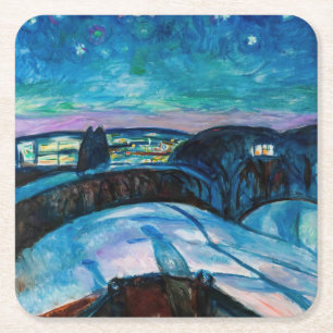 Edvard Munch - Starry Night 1922 Square Paper Coaster