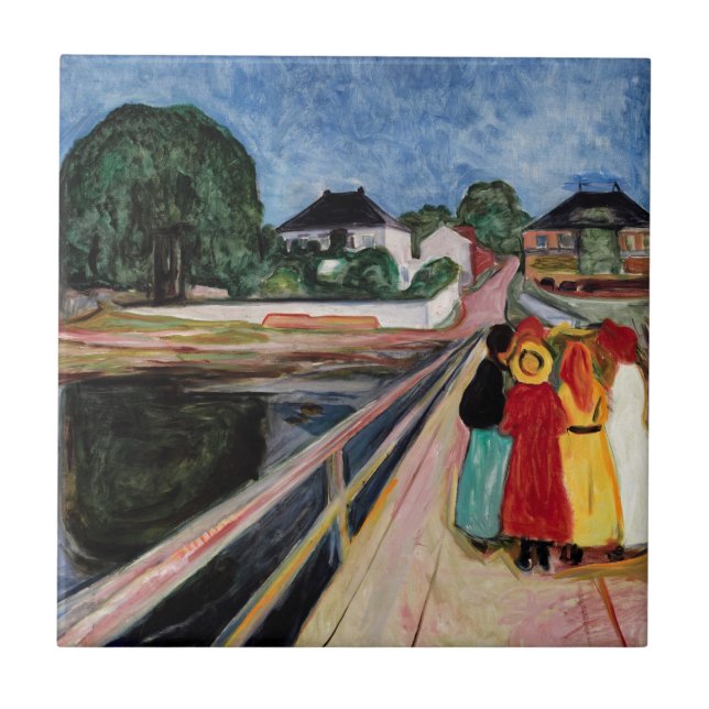 Edvard Munch - The Girls on the Bridge 1902 Tile (Front)