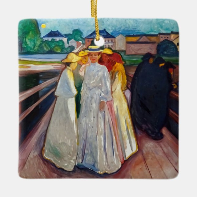 Edvard Munch - The Girls on the Bridge 1903 Ceramic Ornament (Front)