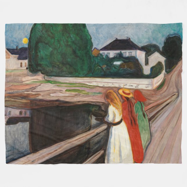 Edvard Munch - The Girls on the Bridge Fleece Blanket (Front (Horizontal))