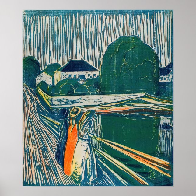 Edvard Munch - The Girls on the Bridge, Lithograph Poster (Front)