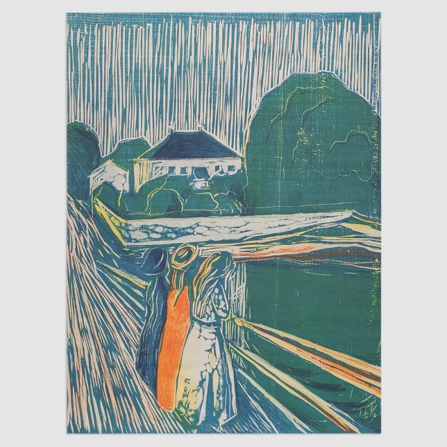 Edvard Munch - The Girls on the Bridge, Lithograph Tissue Paper (Creator Uploaded)