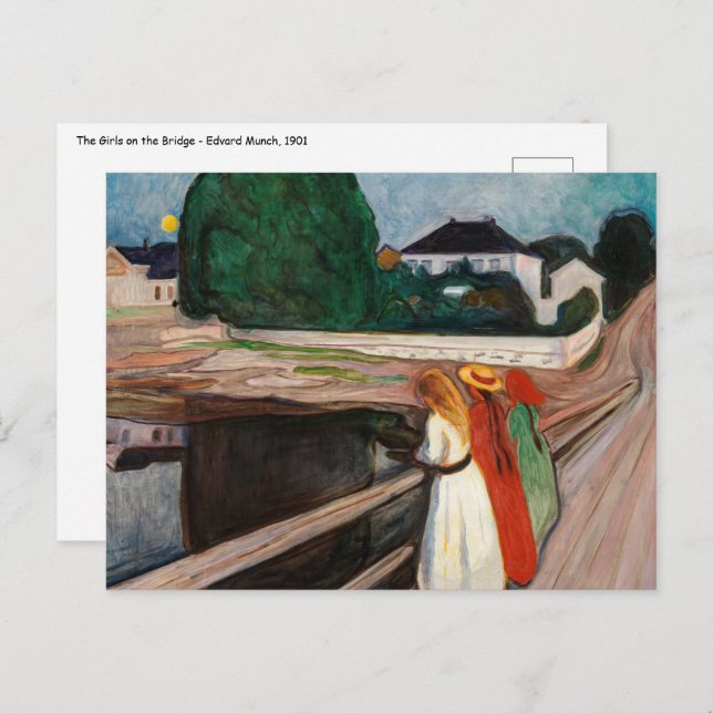 Edvard Munch - The Girls on the Bridge Postcard (Front/Back)