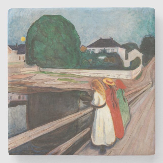 Edvard Munch - The Girls on the Bridge Stone Coaster (Front)