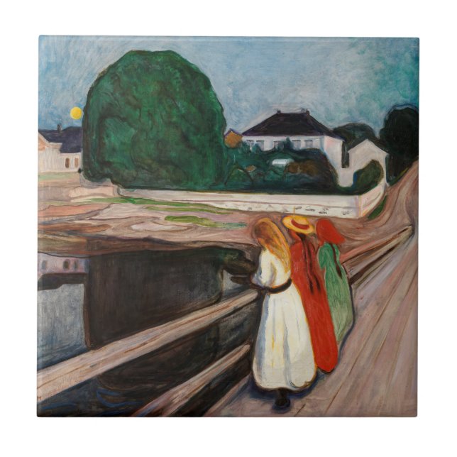 Edvard Munch - The Girls on the Bridge Tile (Front)