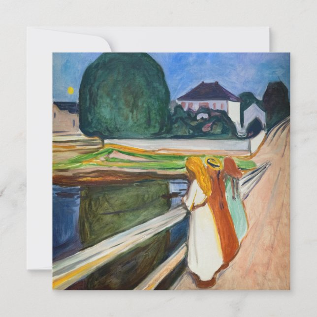 Edvard Munch - The Girls on the Bridge White Night Thank You Card (Front)