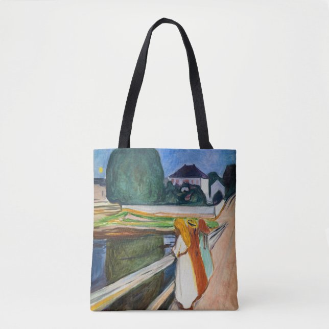 Edvard Munch - The Girls on the Bridge White Night Tote Bag (Front)