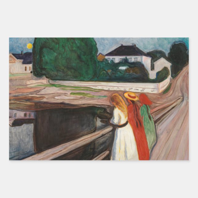Edvard Munch - The Girls on the Bridge Wrapping Paper Sheet (Front)