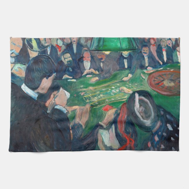 Edvard Munch - The Roulette Table in Monte Carlo Tea Towel (Horizontal)