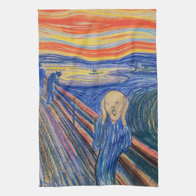 Edvard Munch - The Scream 1895 Tea Towel (Vertical)