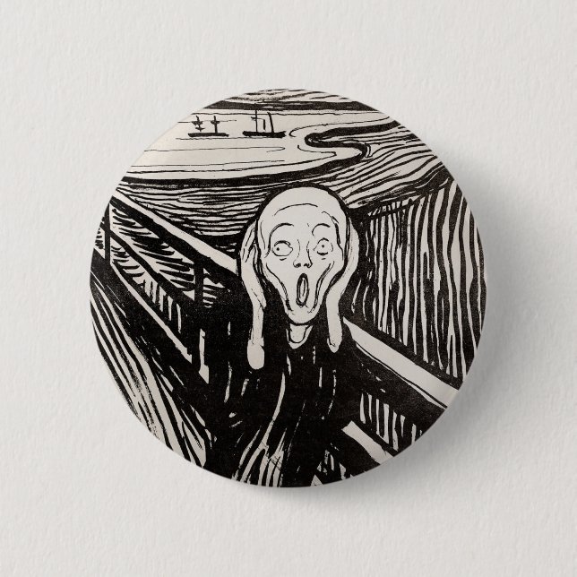 Edvard Munch The Scream Lithograph Print Famous 6 Cm Round Badge (Front)