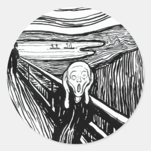 Edvard Munch - The Scream Lithography Classic Round Sticker