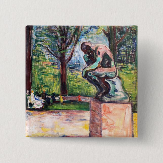 Edvard Munch - The Thinker by Rodin 15 Cm Square Badge (Front)