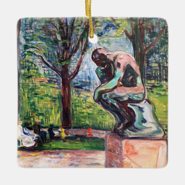 Edvard Munch - The Thinker by Rodin Ceramic Ornament (Front)