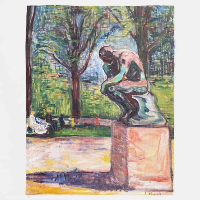 Edvard Munch - The Thinker by Rodin Fleece Blanket (Front)