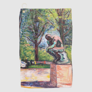 Edvard Munch - The Thinker by Rodin Golf Towel