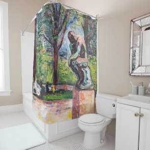 Edvard Munch - The Thinker by Rodin Shower Curtain