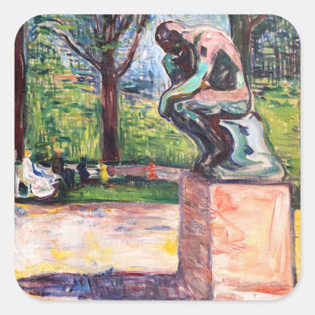 Edvard Munch - The Thinker by Rodin Square Sticker (Front)