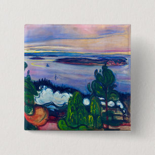 Edvard Munch - Train Smoke 15 Cm Square Badge