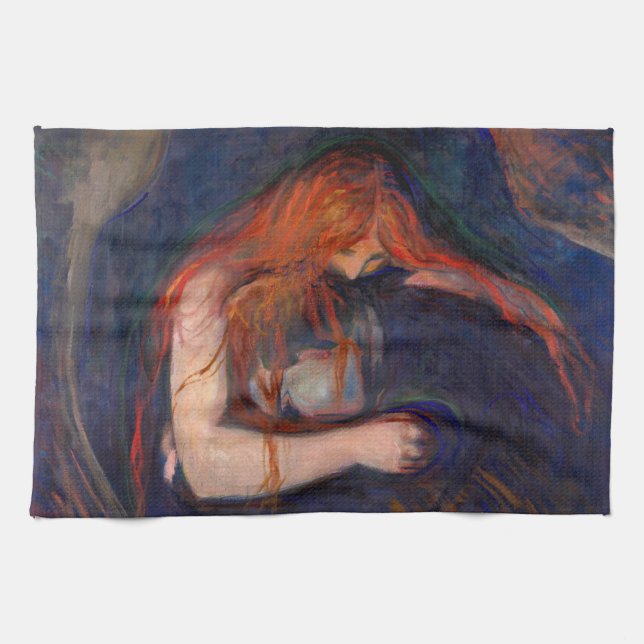 Edvard Munch - Vampire / Love and Pain Tea Towel (Horizontal)