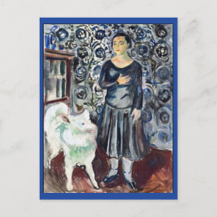 Edvard Munch, Woman with Samoyed Painting Postcard