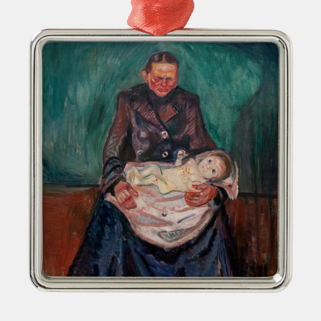 Edvard Munch - Woman with Sick Child, Inheritance Metal Tree Decoration (Front)