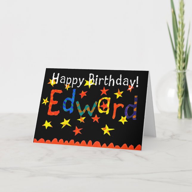 'Edward' Birthday Card (black) (Front)