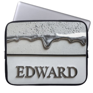 Edward Chrome Nameplate With Liquid Metal Drips Laptop Sleeve