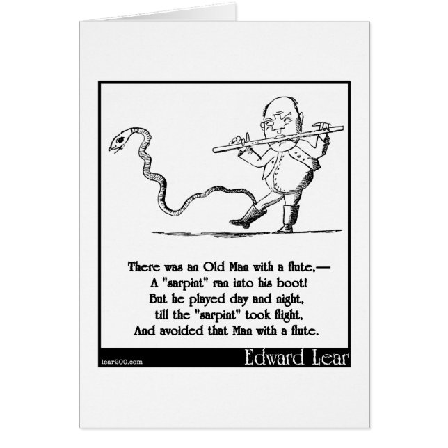 Edward Lear's Old Man with a flute Limerick (Front)