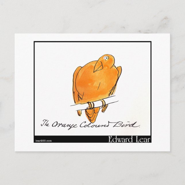 Edward Lear's Orange-Coloured Bird Postcard (Front)