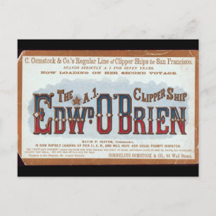 Edward O'Brien Clipper sailing ship 1900 Postcard