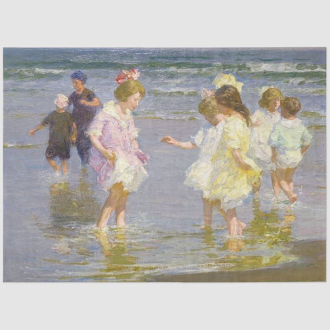 Edward Potthast Beach Artwork Decoupage Tissue Paper (Front)