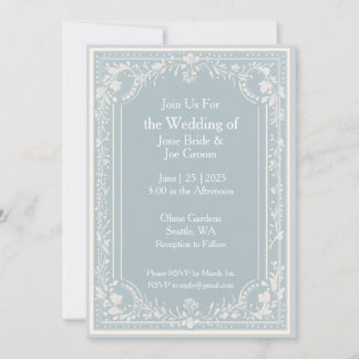 Edwardian blue wedding invitation
