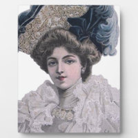 Edwardian Fashionable lady in blue hat