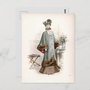 Edwardian Lady In A Fine Coat Vintage Fashion  Postcard