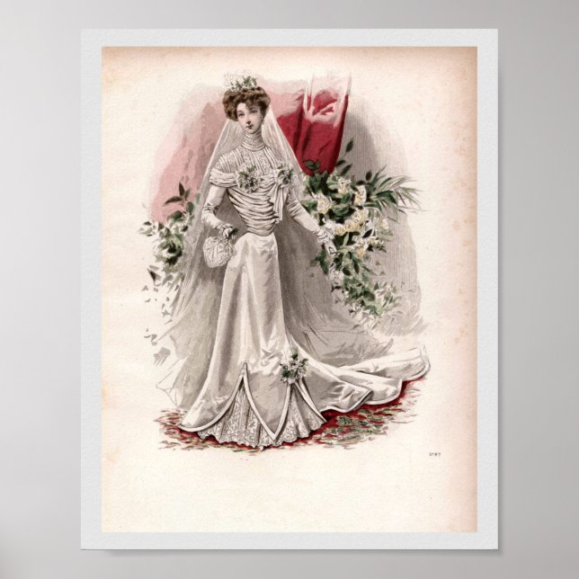 Edwardian Lady In Wedding Gown Vintage Fashion   Poster (Front)
